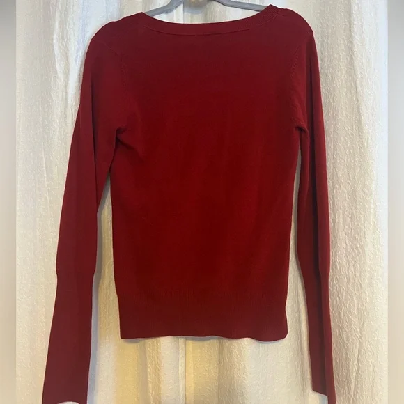 Red V-Neck Sweater - Picture 2 of 3